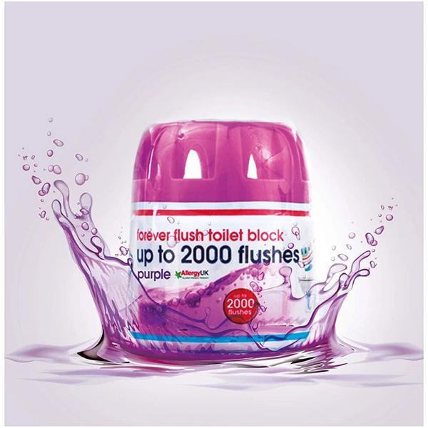 Ecozone Forever Flush 2000 Purple Toilet Block Cleans With Every Flush Twin Pack