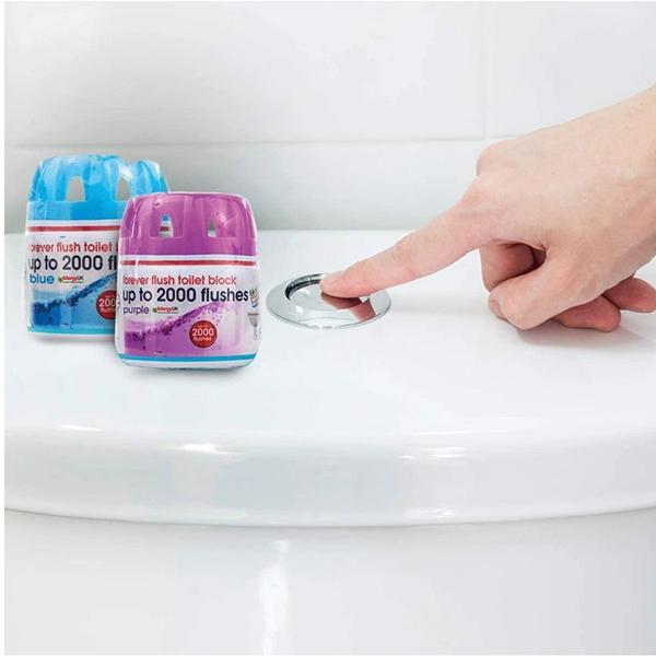 Ecozone Forever Flush 2000 Purple Toilet Block Cleans With Every Flush Twin Pack