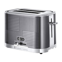 Russell Hobbs Geo Steel 2 Slice Toaster Wide Slot Textured Stainless Steel 1640W - Silver