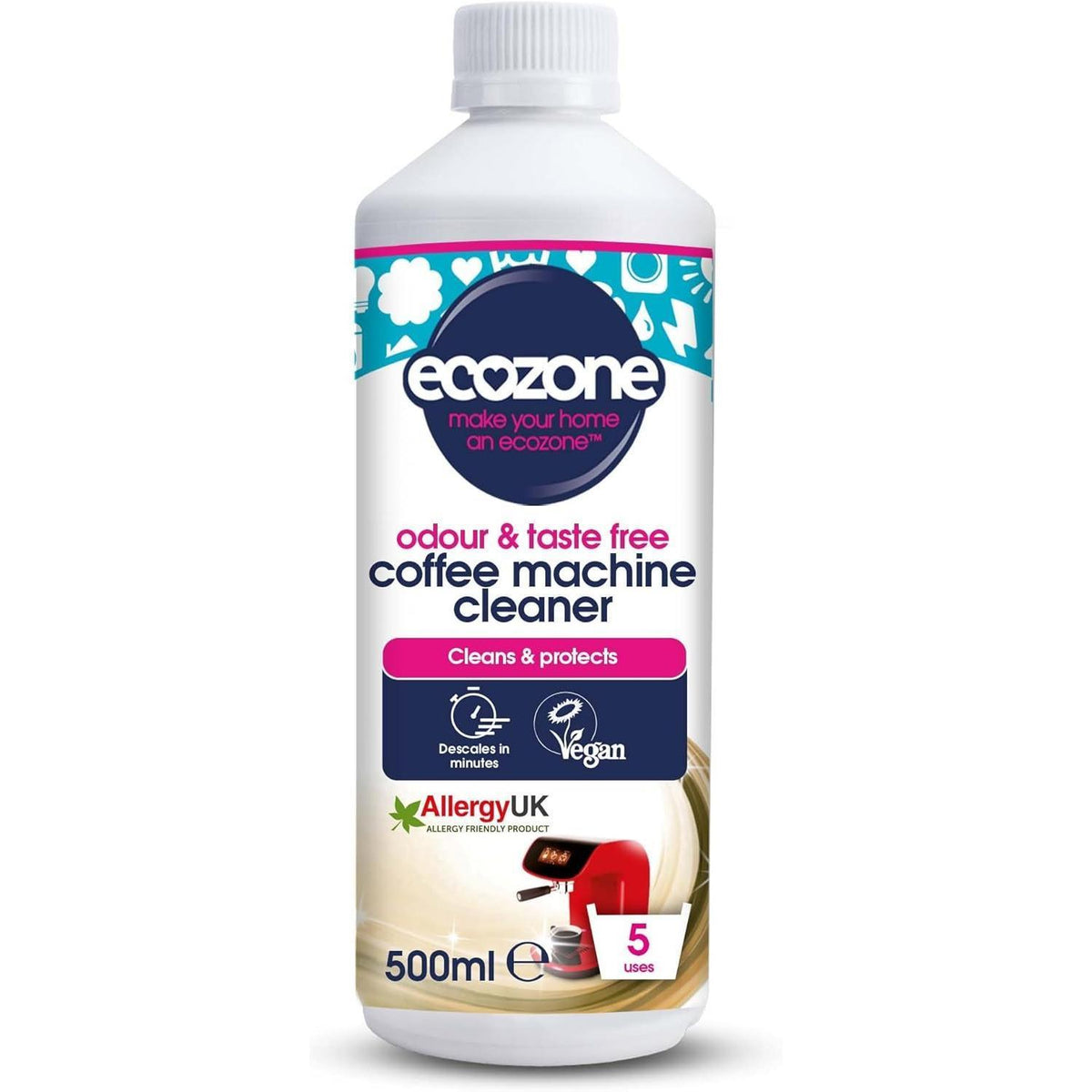 Ecozone Coffee Machine Cleaner & Descaler Cleans & Protects - 500ml