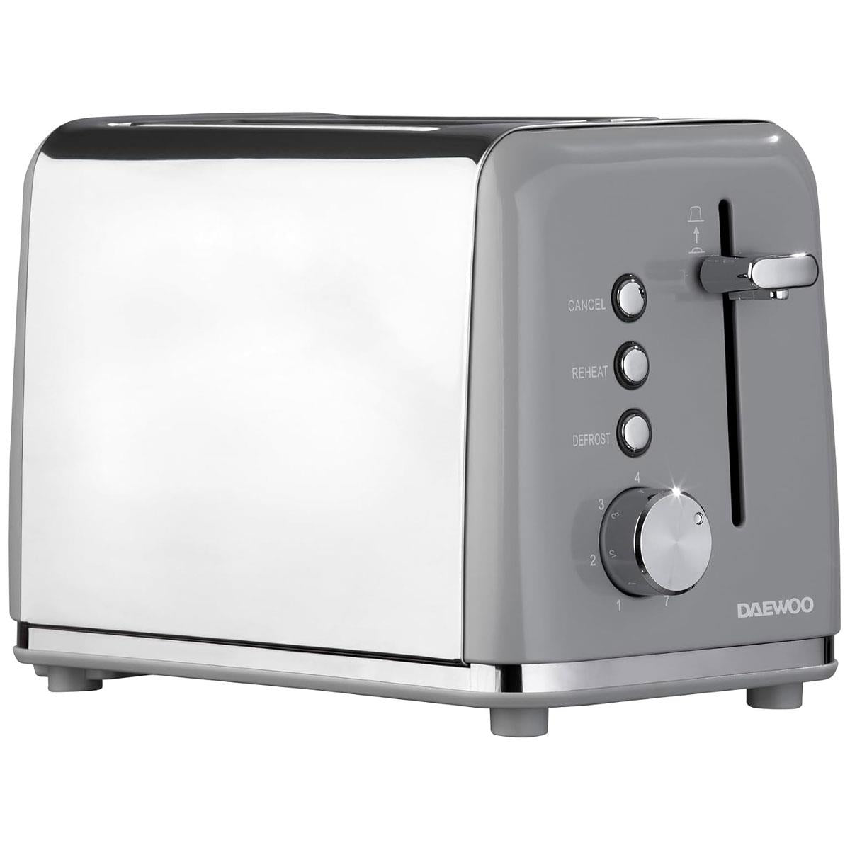 Daewoo Kensington 2 Slice Toaster Stainless Steel 870W - Grey