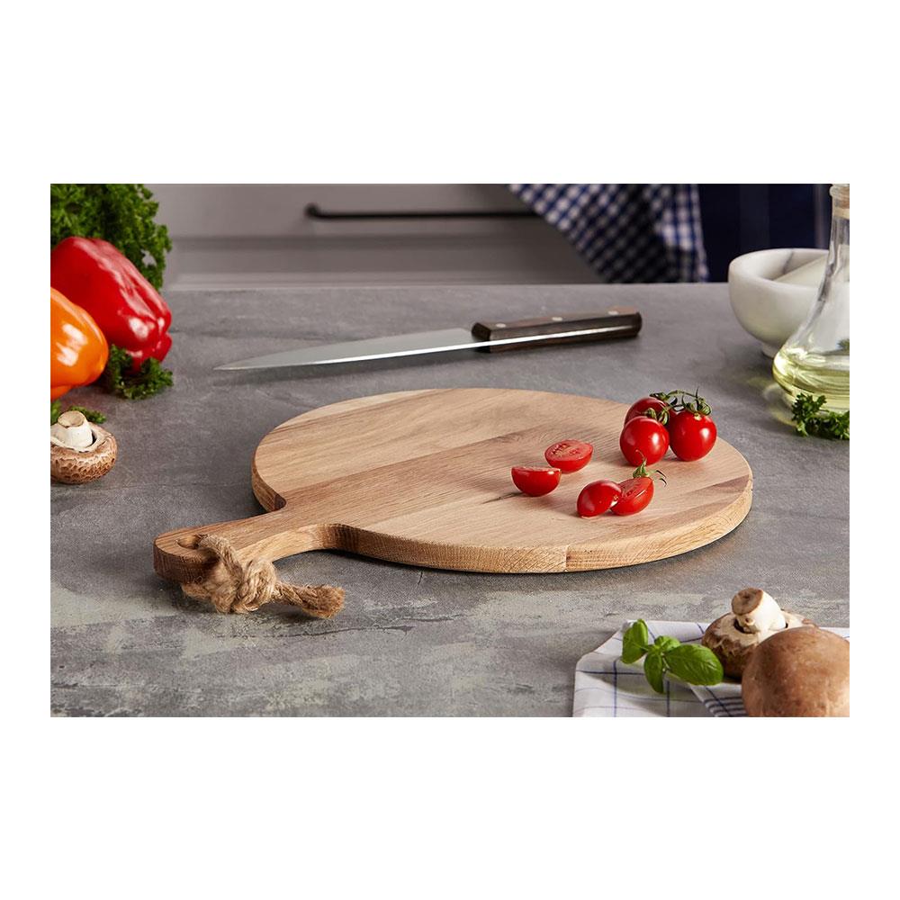 MasterClass Gourmet Prep & Serve Round Oak Paddle Board 30 x 40.5 x 1.5 cm - Brown