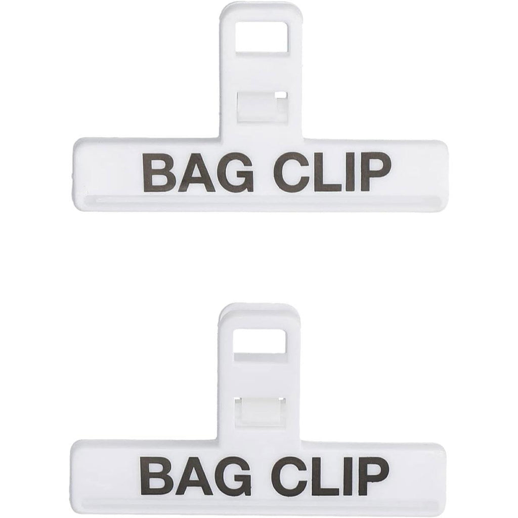 KitchenCraft Food Bag Clips Wide Plastic Sealing Clips Medium Binder Style Clamps Set of 2 - White