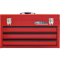 Hilka 3 Drawer Portable Tool Chest Steel Metal Tools Storage Box - Red
