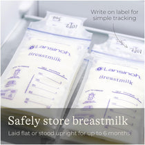 Lansinoh Breastmilk Storage Bags 25 Pre-Sterilised Bags Double Zipper Seal - Transparent