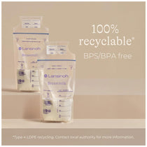 Lansinoh Breastmilk Storage Bags 25 Pre-Sterilised Bags Double Zipper Seal - Transparent
