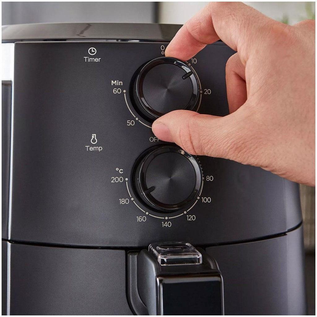 Swan Stealth Manual Air Fryer With Adjustable Temperature & 60 Minute Timer 1500W 4.7 Litres - Black