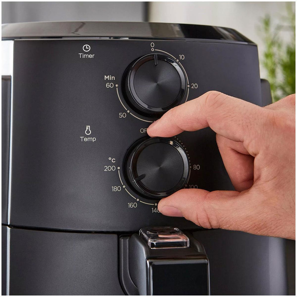 Swan Stealth Manual Air Fryer With Adjustable Temperature & 60 Minute Timer 1500W 4.7 Litres - Black