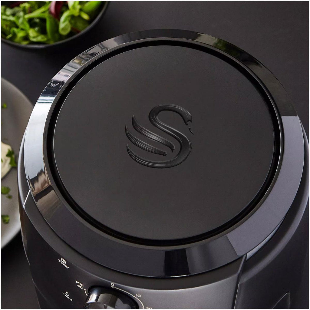 Swan Stealth Manual Air Fryer With Adjustable Temperature & 60 Minute Timer 1500W 4.7 Litres - Black
