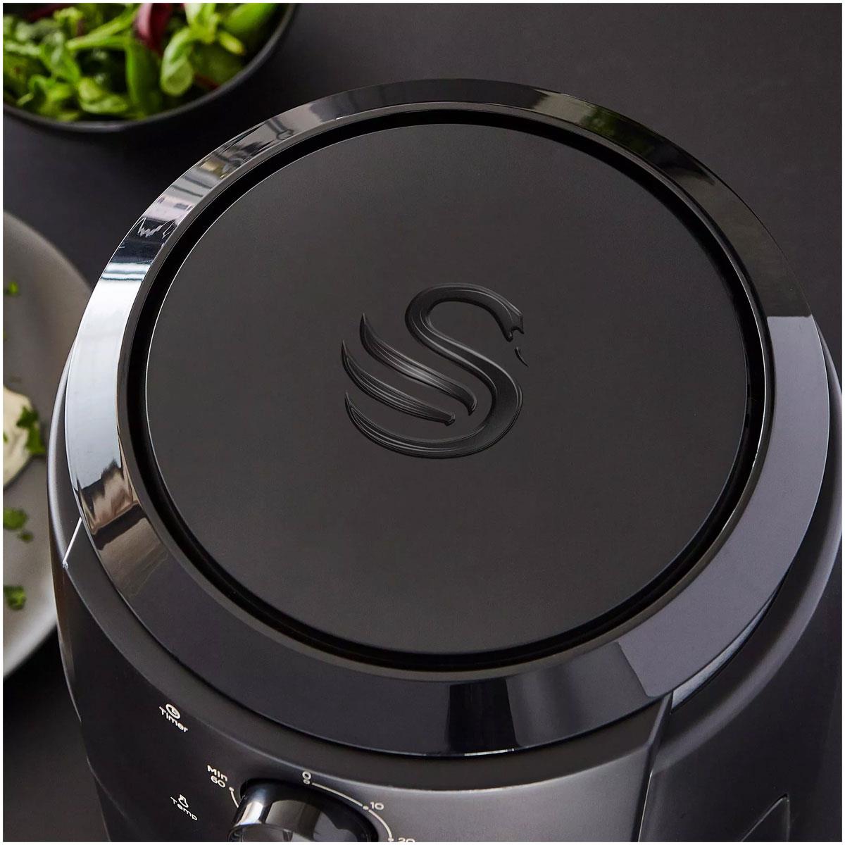 Swan Stealth Manual Air Fryer With Adjustable Temperature & 60 Minute Timer 1500W 4.7 Litres - Black