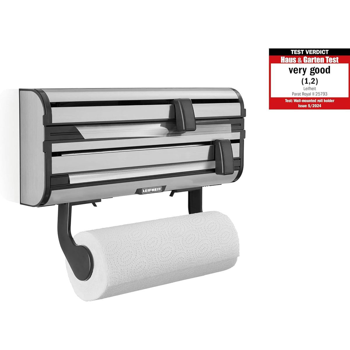Leifheit Parat Royal II Wall Mounted Kitchen Roll Holder Stainless Steel - Silver