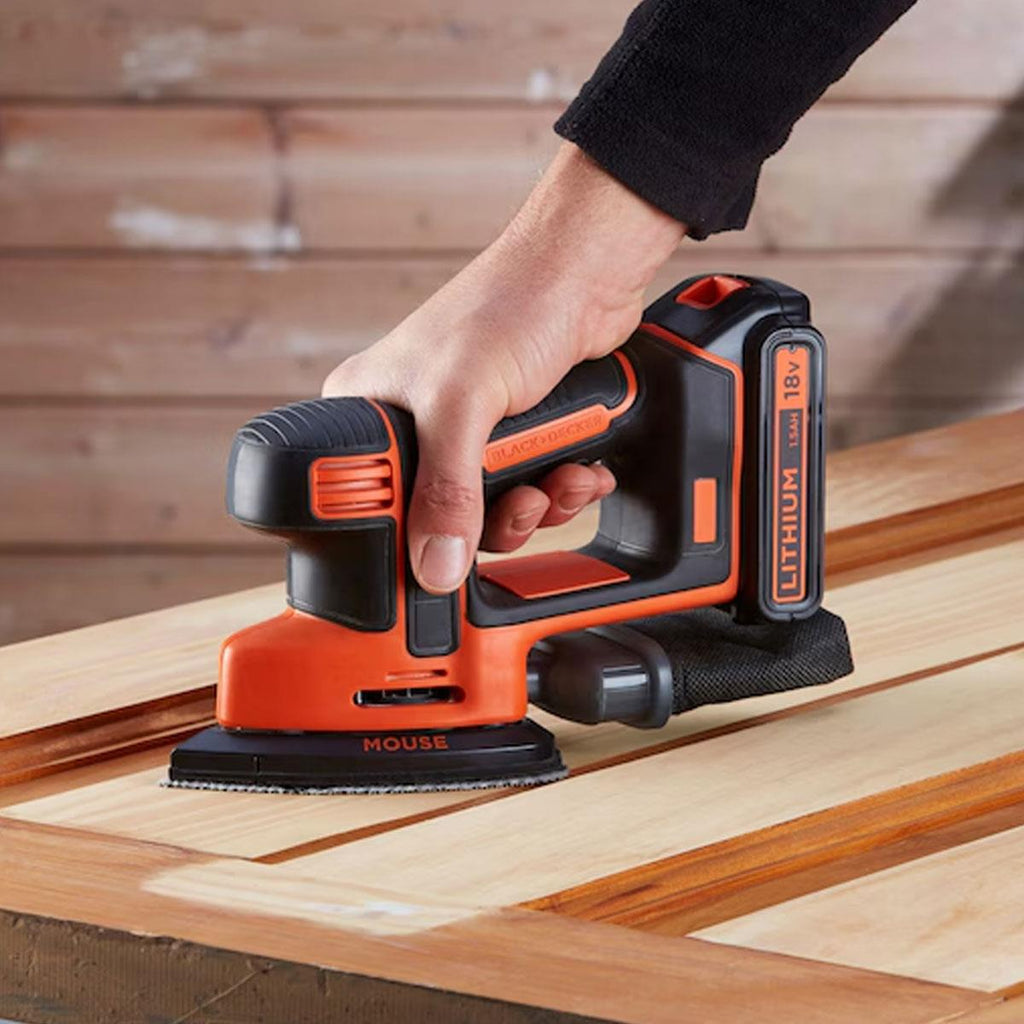 Black & Decker 18V Cordless Mouse Detail Sander Bare Unit - Orange/Black