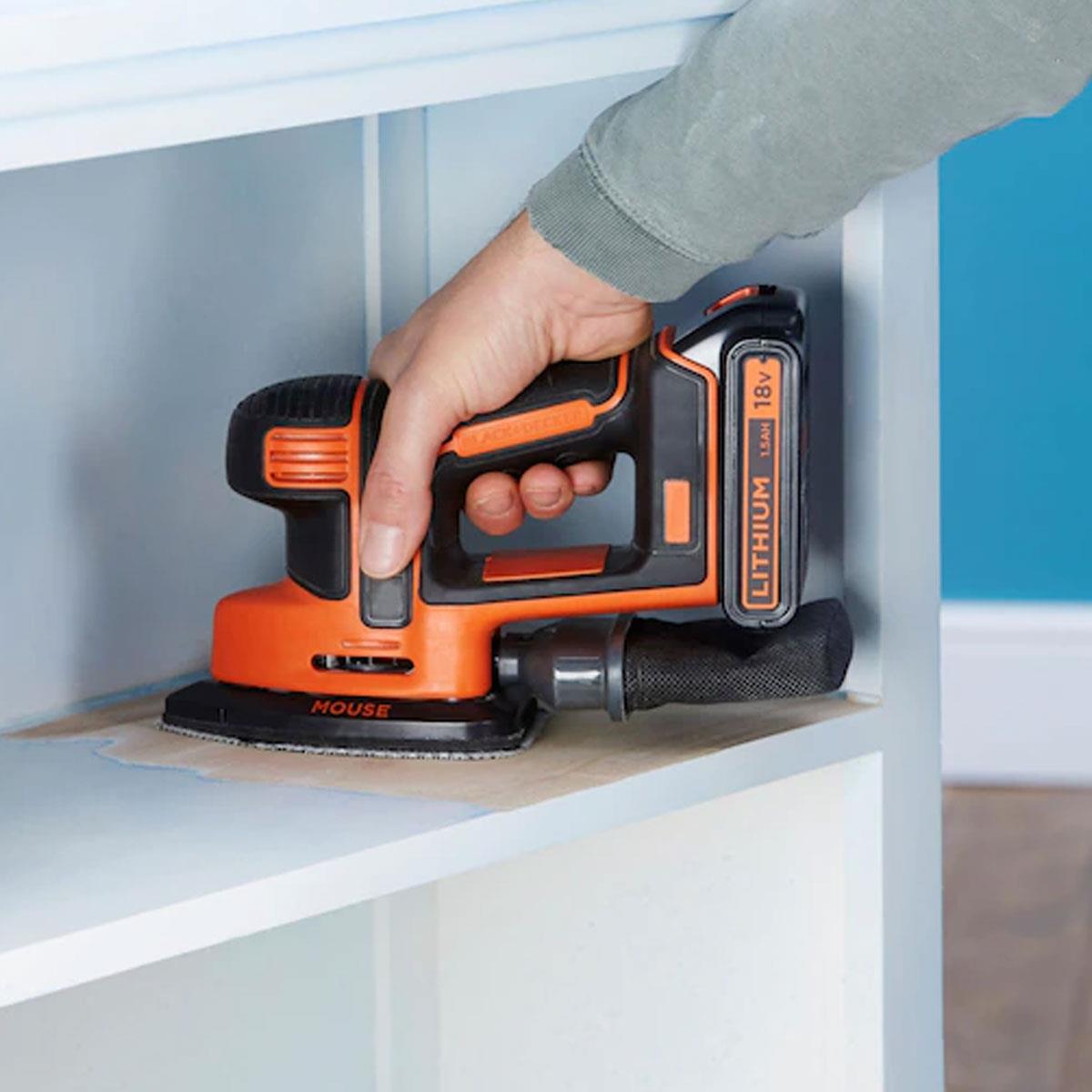 Black & Decker 18V Cordless Mouse Detail Sander Bare Unit - Orange/Black