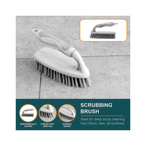 OurHouse Cleaning Brush Set 5 Piece Dustpan & Brush Long Handle Broom Washing Up Brush Handheld Scrubber - Grey
