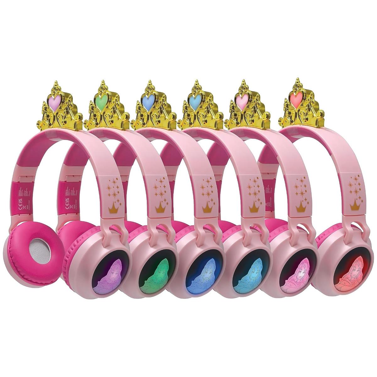 Lexibook Disney Princess 3D Design Bluetooth Headphones With Princess Crown - Pink