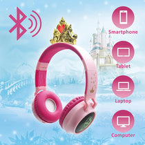 Lexibook Disney Princess 3D Design Bluetooth Headphones With Princess Crown - Pink