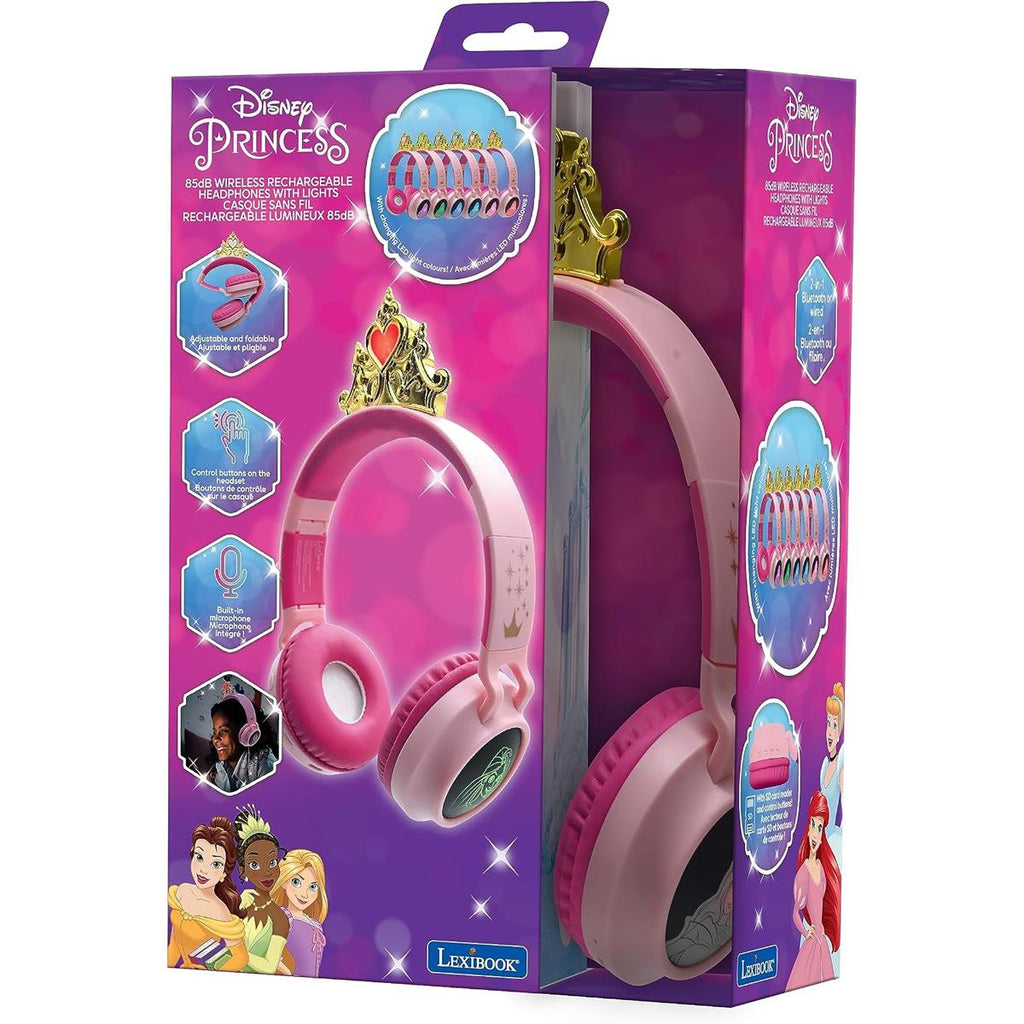 Lexibook Disney Princess 3D Design Bluetooth Headphones With Princess Crown - Pink
