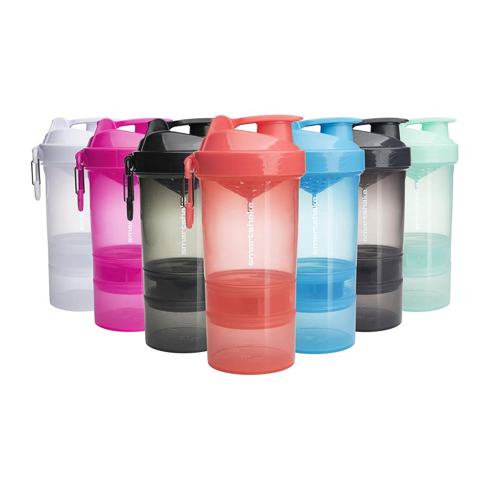 Smartshake Original 2Go ONE Protein Shaker 600ml Capacity With Storage - Neon Pink