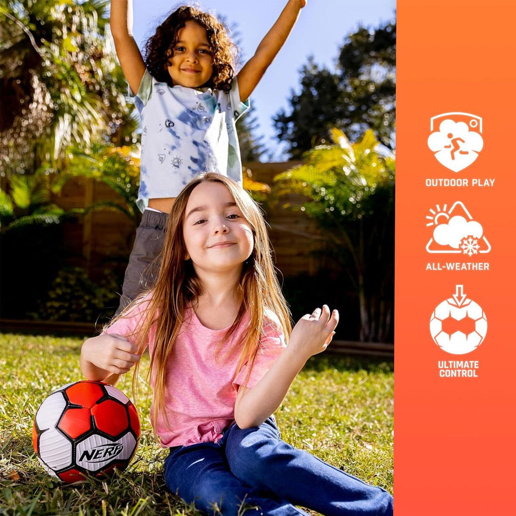 Nerf Proshot Kids Soccer Ball Outdoor Youth Soccer Balls + Air Pump Set Ball Size 3 - Red/White/Black