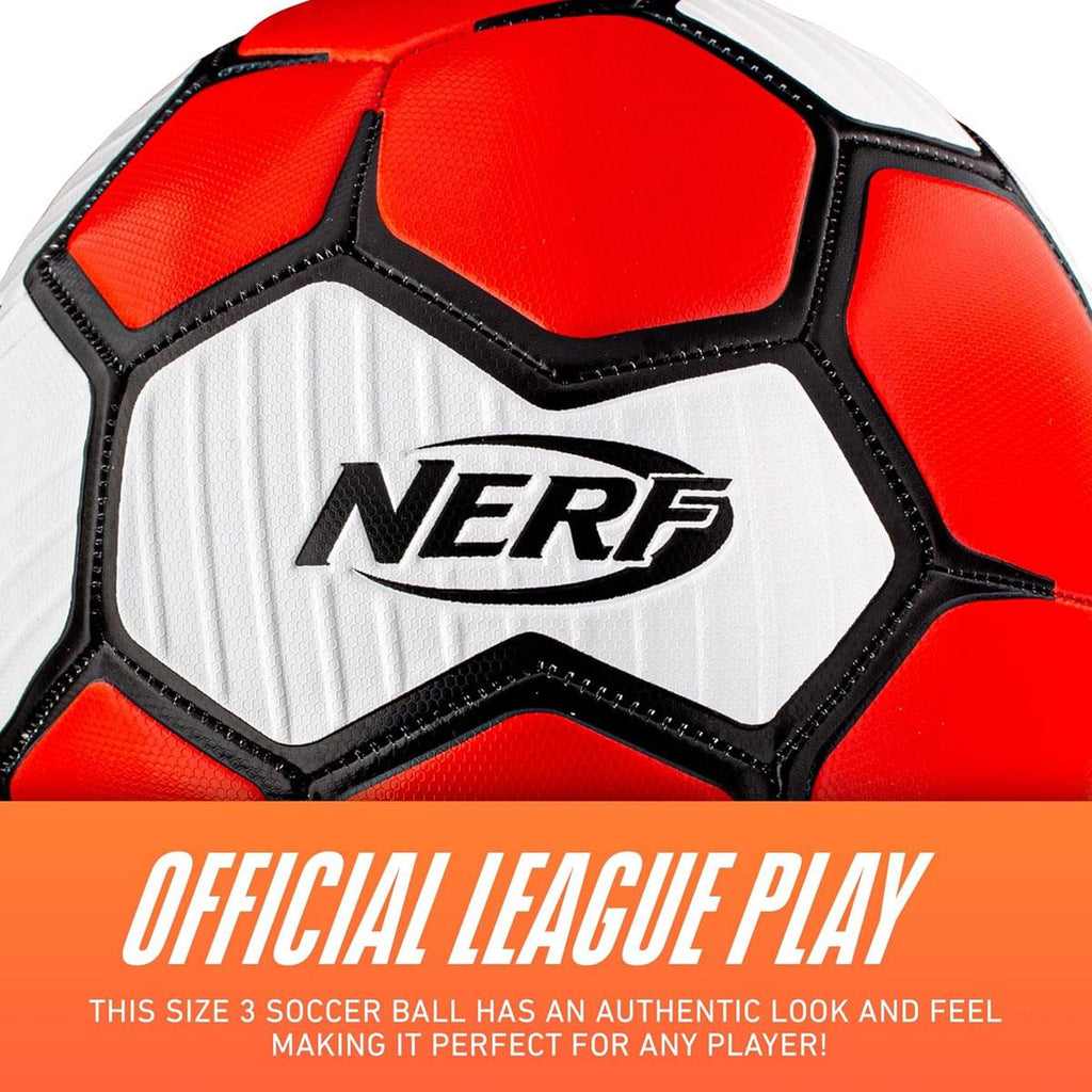 Nerf Proshot Kids Soccer Ball Outdoor Youth Soccer Balls + Air Pump Set Ball Size 3 - Red/White/Black