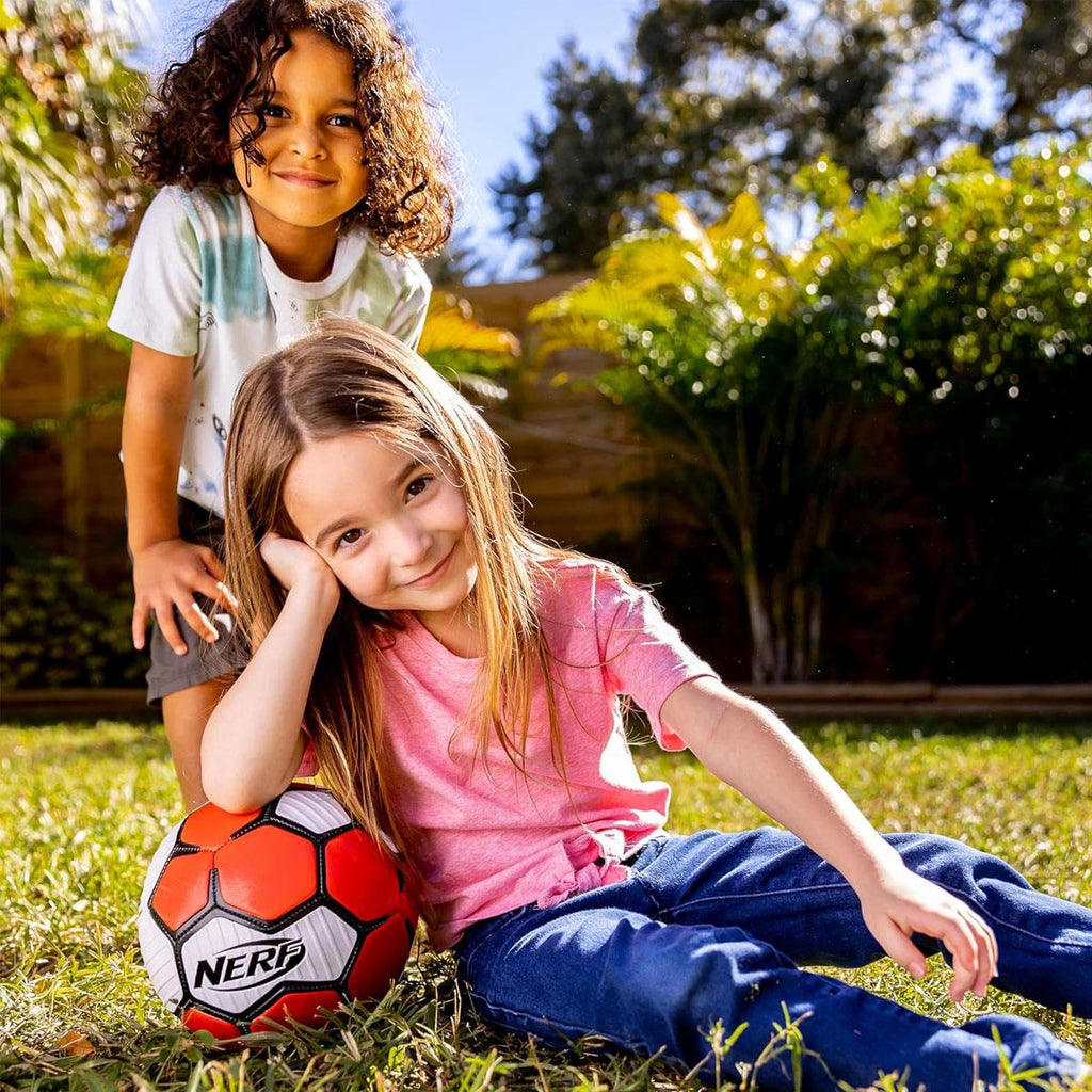 Nerf Proshot Kids Soccer Ball Outdoor Youth Soccer Balls + Air Pump Set Ball Size 3 - Red/White/Black