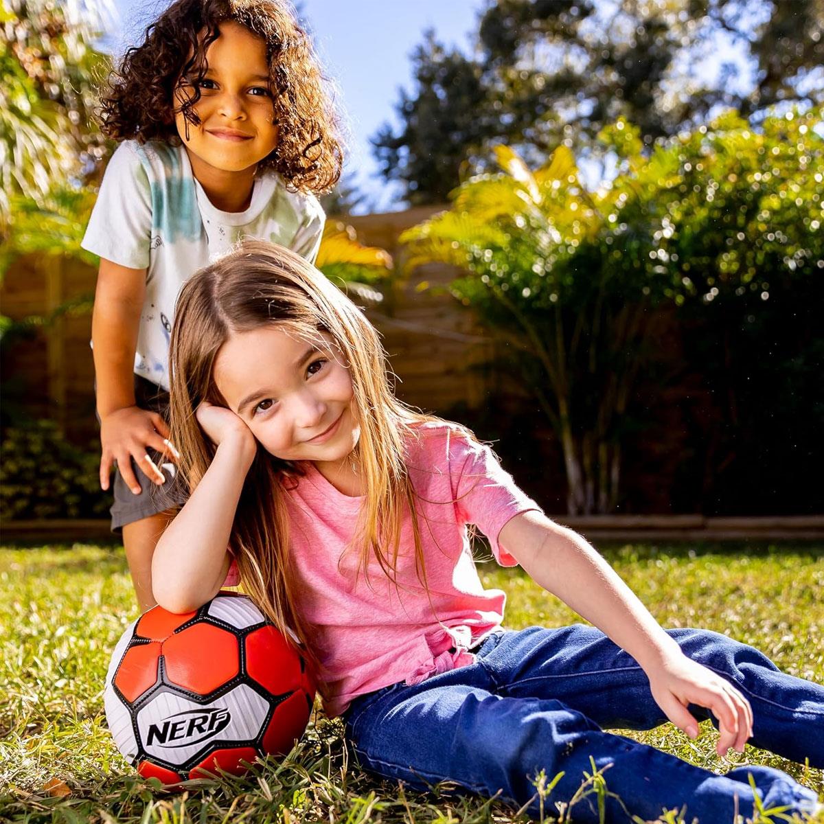 Nerf Proshot Kids Soccer Ball Outdoor Youth Soccer Balls + Air Pump Set Ball Size 3 - Red/White/Black