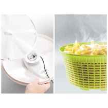 Leifheit Salad Spinner Signature Holds 5.5 Litres Large Clear Serving Bowl Colander Basket - Green & White