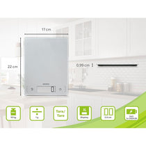 Soehnle Page Comfort 300 Slim Digital Kitchen Scale Weighs To 10kg - Silver