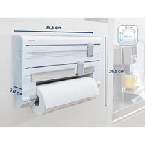 Leifheit Wall-Mounted Roll Holder Parat Kitchen Roll Dispenser With Cutters - White/Grey