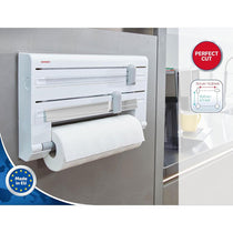 Leifheit Wall-Mounted Roll Holder Parat Kitchen Roll Dispenser With Cutters - White/Grey
