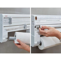 Leifheit Wall-Mounted Roll Holder Parat Kitchen Roll Dispenser With Cutters - White/Grey