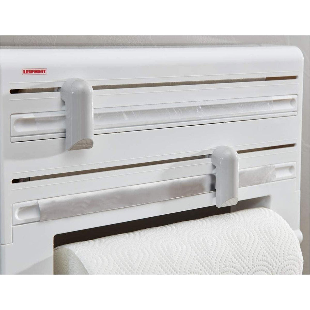 Leifheit Wall-Mounted Roll Holder Parat Kitchen Roll Dispenser With Cutters - White/Grey