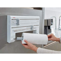 Leifheit Wall-Mounted Roll Holder Parat Kitchen Roll Dispenser With Cutters - White/Grey