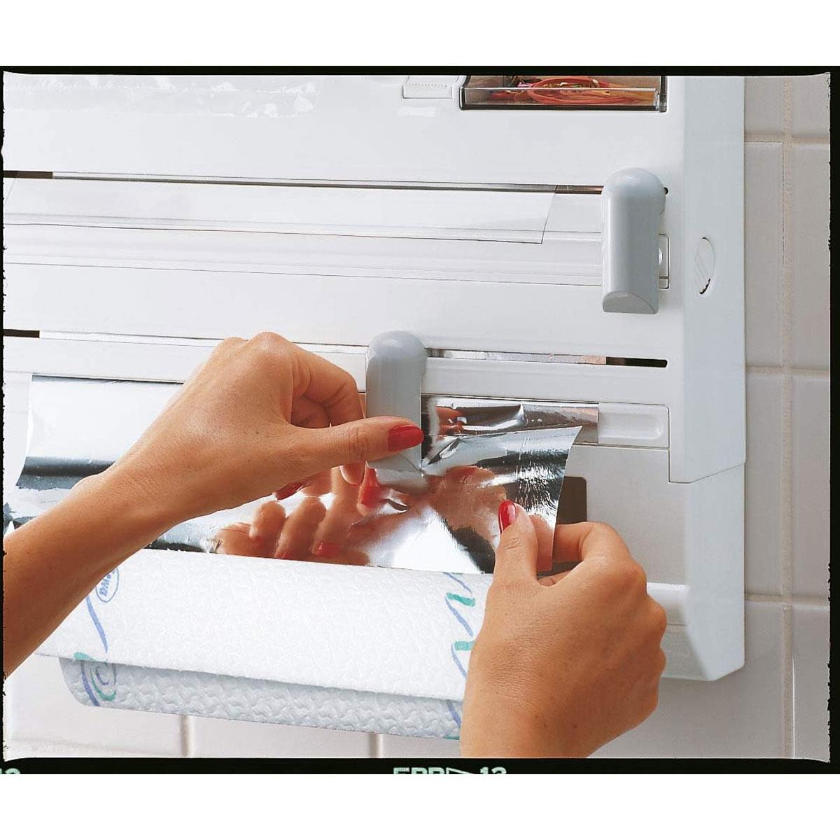 Leifheit Wall-Mounted Roll Holder Parat Kitchen Roll Dispenser With Cutters - White/Grey
