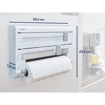 Leifheit Wall-Mounted Roll Holder Parat Kitchen Roll Dispenser With Cutters - White/Grey