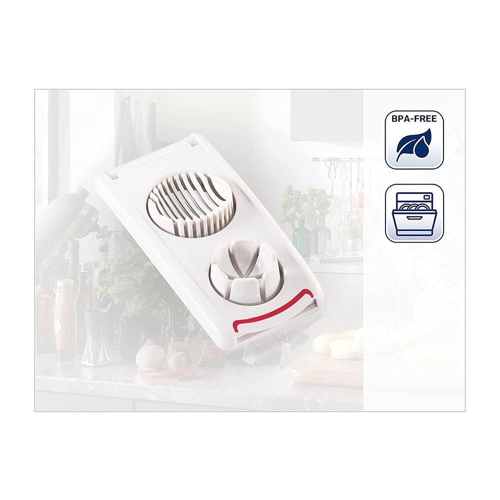Leifheit ComfortLine Combi Egg Cutter Stainless Steel Mushrooms & Potatoes Cutters 3 In 1 Function - White/Red