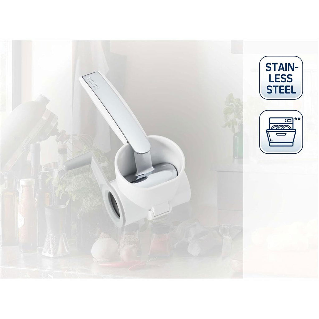 Leifheit Parmesan Mill ComfortLine Rotary Cheese Grater Mill With Left & Right Hand Use - White