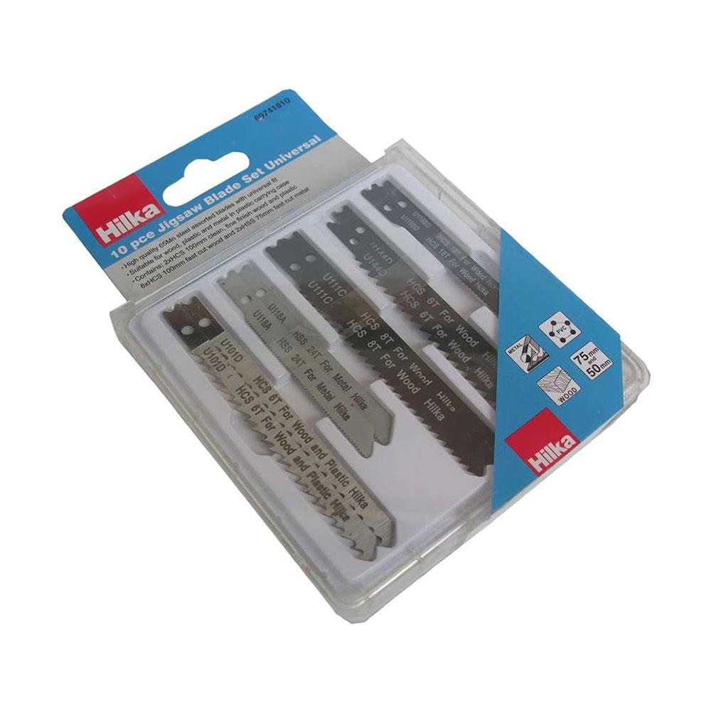 Hilka Tools Jigsaw Blade Set Universal Suitable For Wood Plastic & Metal - 10 Piece
