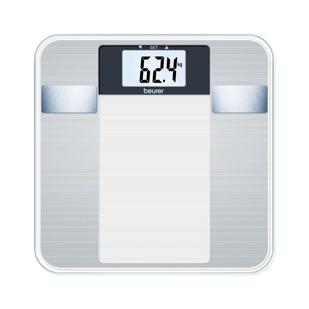 Beurer Diagnostic Bathroom Scales With BMI Full-Body Analysis & XL LCD Display Up To 150kg Weight Capacity - Transparant