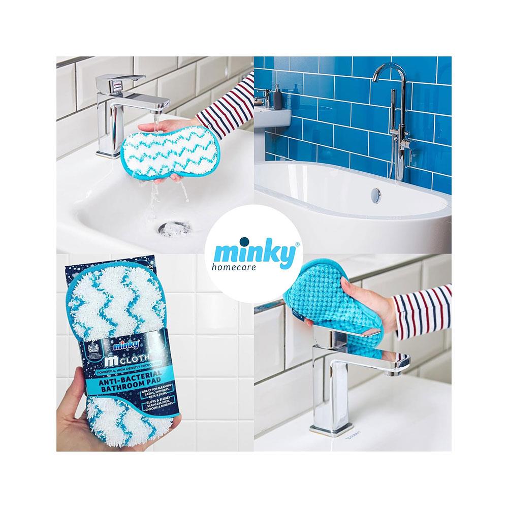 Minky Microfibre Cloth Anti-Bacterial Bathroom Cleaning Pad Scourer - Blue