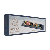 Artesa Appetiser Slate Serving Platter With Brushed Metal Handles Gift Box 60cm x 15cm - Grey