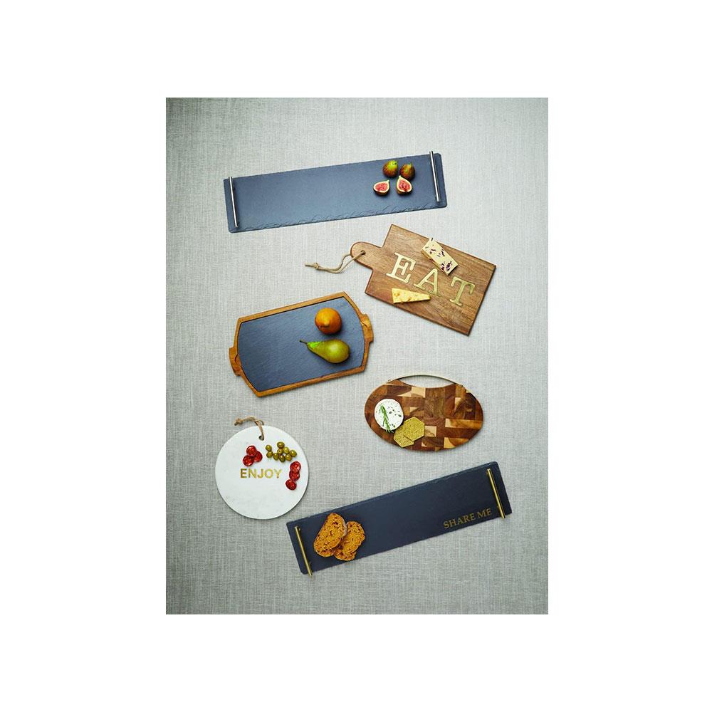 Artesa Appetiser Slate Serving Platter With Brushed Metal Handles Gift Box 60cm x 15cm - Grey