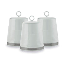 Morphy Richards Dune Tea Coffee Sugar Canisters Set of 3 Polished Stainless Steel - Sage Green
