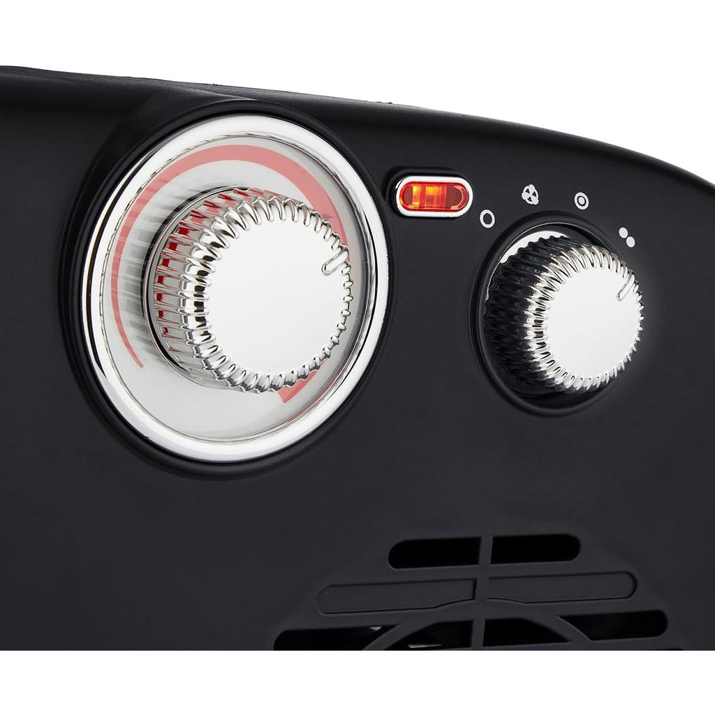 Swan Vertical Fan Heater With 2 Heat Settings Adjustable Thermostat 2000W - Black & Chrome