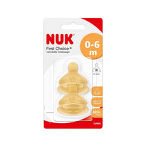 NUK First Choice Baby Bottle Latex Teat Size 1 Medium Feed Hole Orthodontic Anti-Colic 0-6 Months 2 Count - Yellow