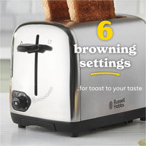 Russell Hobbs Adventure 2 Slice Toaster Stainless Steel 850W - Brushed & Polished