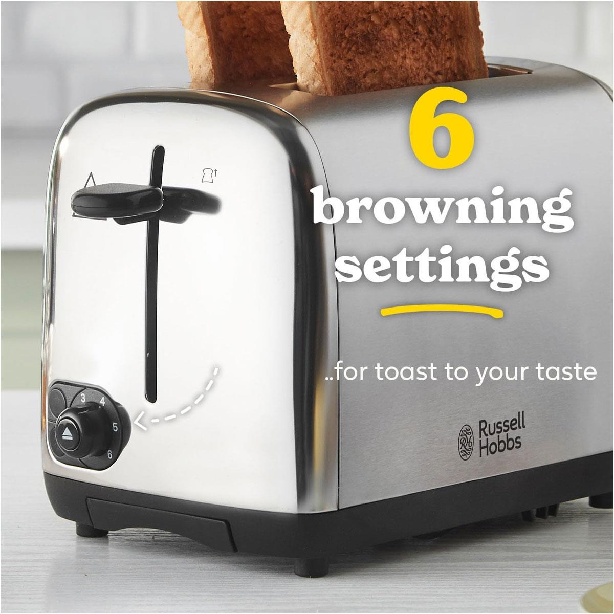 Russell Hobbs Adventure 2 Slice Toaster Stainless Steel 850W - Brushed & Polished