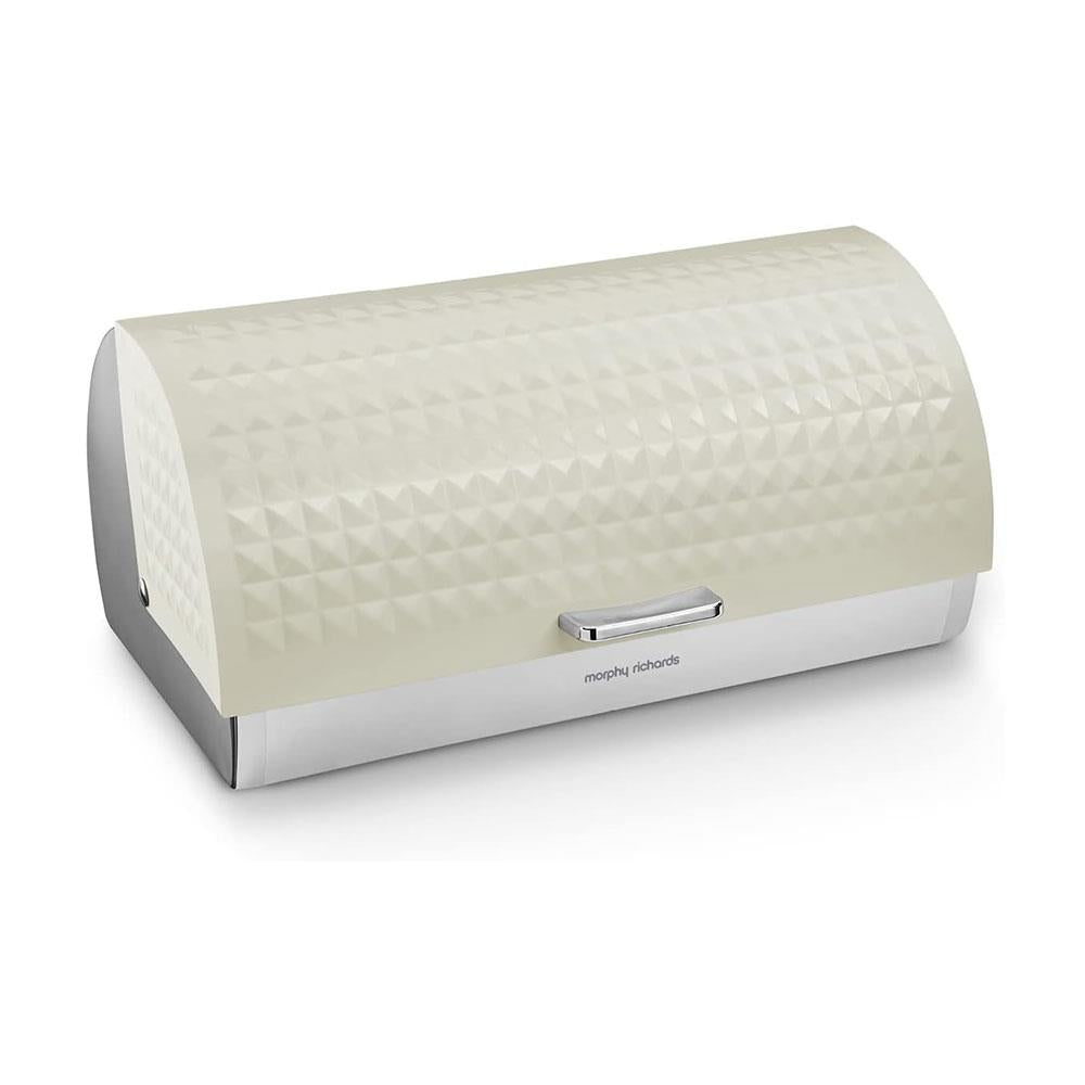 Morphy Richards Dimensions Roll Top Bread Bin Ventilated Design Non-Slip Feet Stainless Steel - Ivory Cream