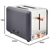 Tower Cavaletto 2 Slice Toaster Stainless Steel 850W - Grey & Rose Gold