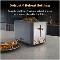 Tower Cavaletto 2 Slice Toaster Stainless Steel 850W - Grey & Rose Gold